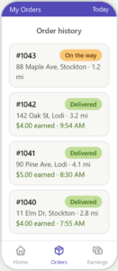 driver order history woo driver app — plugin screenshots