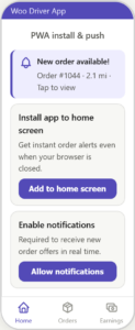 push notification woo driver app — plugin screenshots